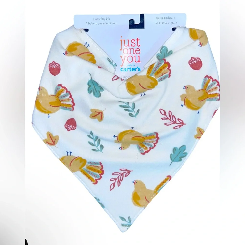 NWT ~ NEW Carter's Bird Print Bandana‎ Teething Bib - Water Resistant